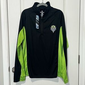 Seattle Sounders Soccer Teams Fanatics MLS 1/4 Zip Long Sleeve Size Medium Tall